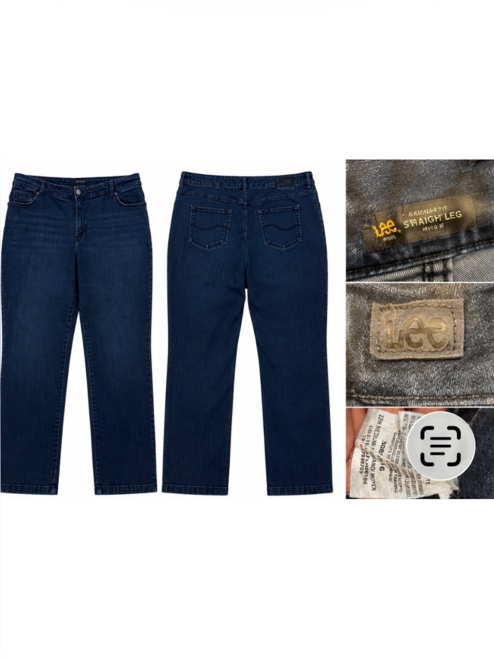 Lee Women’s Plus Size Indigo Blue Jeans Regular Fit, Straight Leg 22 Waist